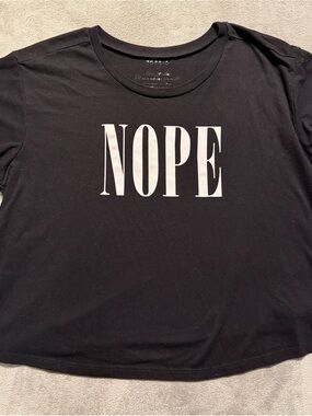 Torrid Black Short-Sleeve Crop Graphic Tee with 'NOPE' Print